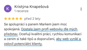 Recenze klienta na Google