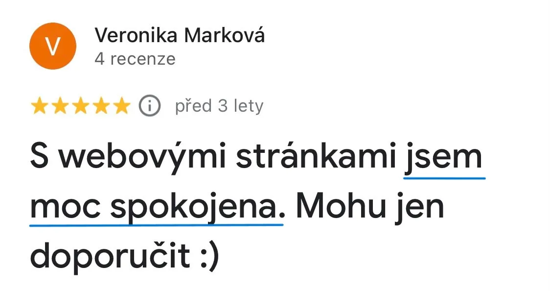 Recenze klienta na Google